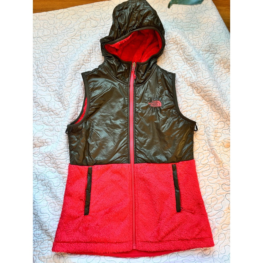 The North Face Women's Hooded Fleece Vest‎ Dark Green/Coral Size S/P